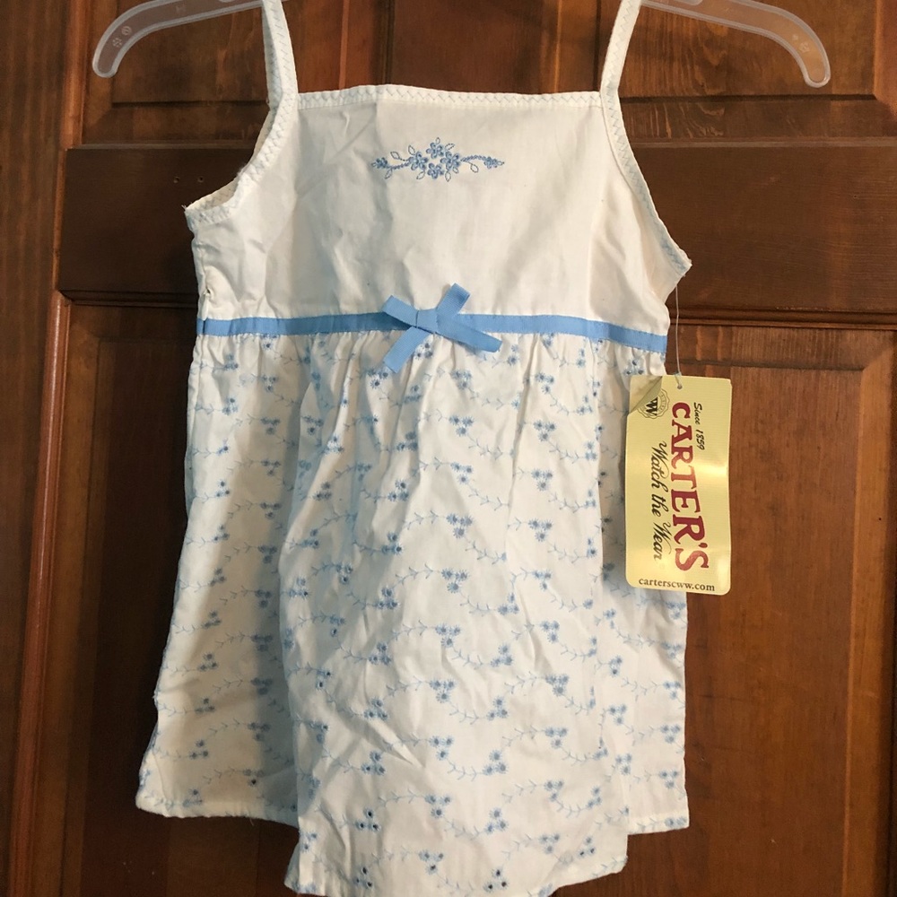 Never worn kids 6 white and light blue tank